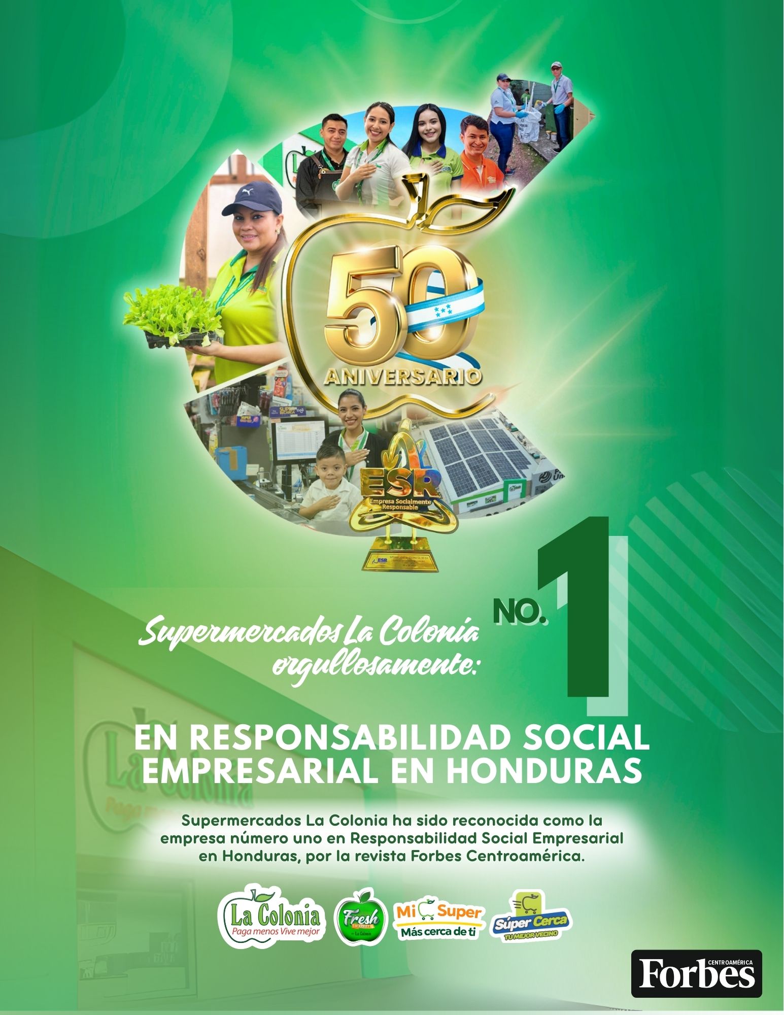 Supermercados La Colonia No.1 en Responsabilidad Social Empresarial en Honduras según Forbes Centroamérica