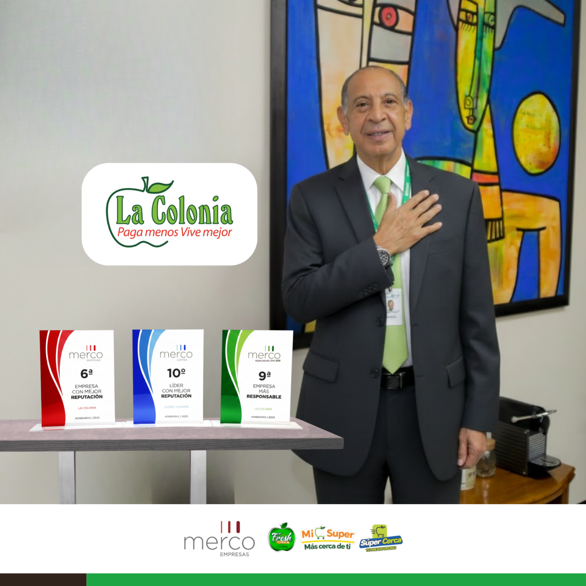 Leonel Giannini, Presidente Ejecutivo de Supermercados La Colonia destaca entre los 10 líderes con mejor reputación en Honduras